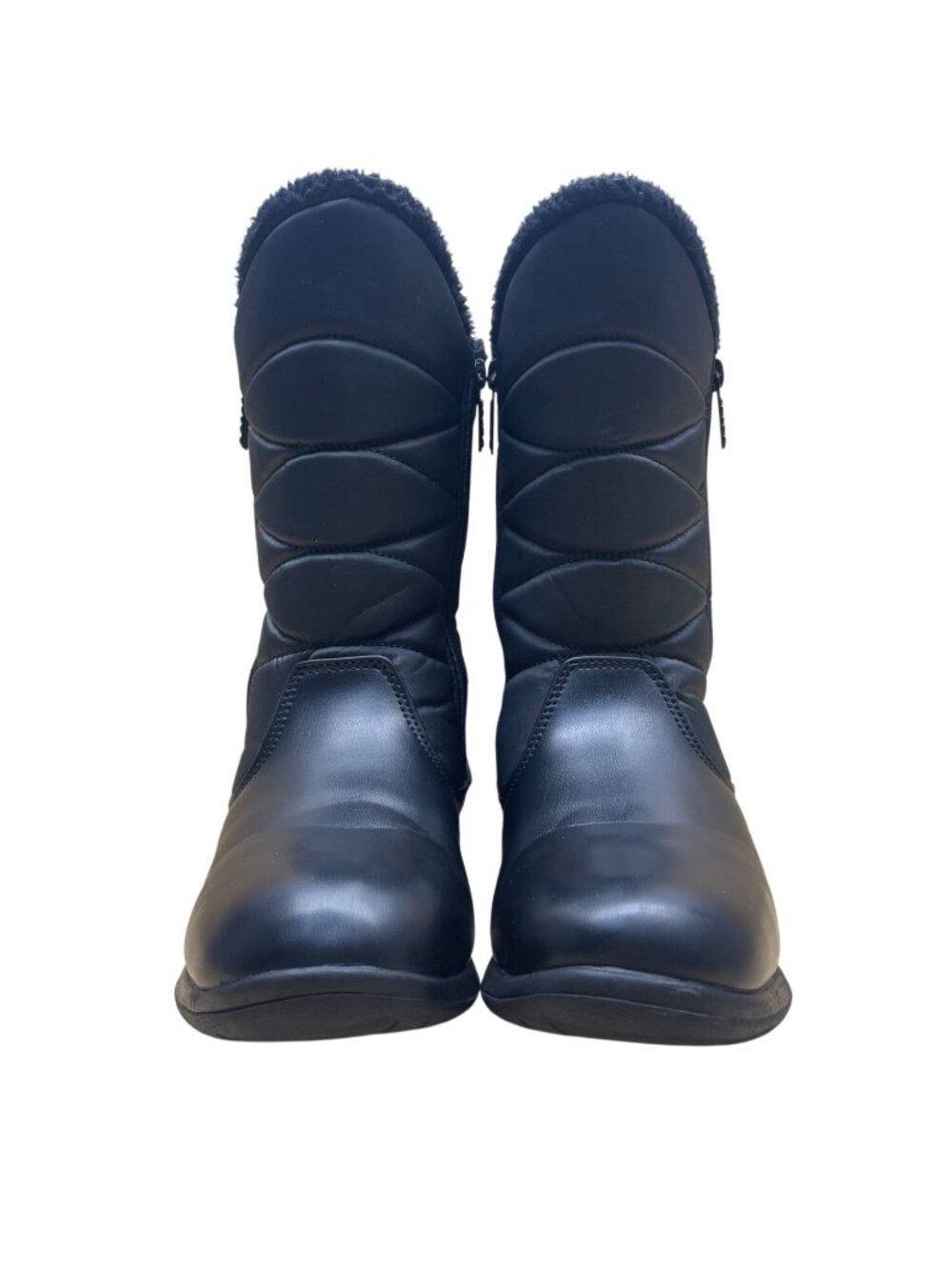 Totes Women’s Black Faux Fur Waterproof Mid-Calf Winter Boots Size 7.5 - Picture 2 of 11
